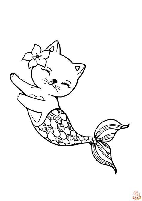 mermaid cats coloring page  kids coloring home