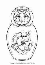Doll Dolls Colouring Matryoshka Nesting Russian Coloring Pages Template Printable Activityvillage Russia Colour Toys Activity Pretty Color Sheets Adults Crafts sketch template