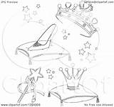 Outlines Collage Coloring Princess Illustration Items Digital Royalty Pushkin Clip Vector Clipart sketch template