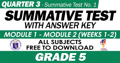 grade   quarter summative test    answer key modules   deped click