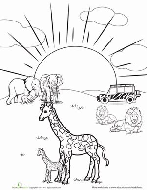 fun safari animals coloring pages   plants   grow worksheet
