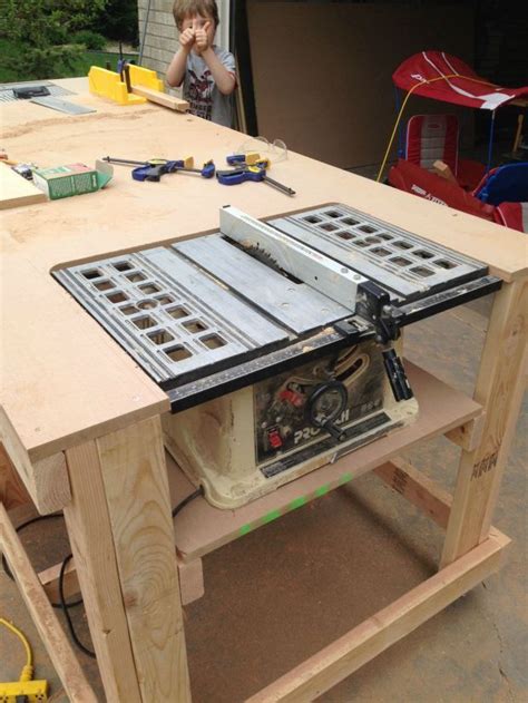 built  table  workbench  castors tablesaw