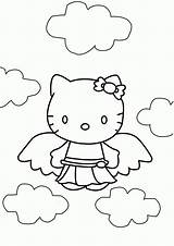 Kitty Hello Coloring Girlie Kids Angel sketch template