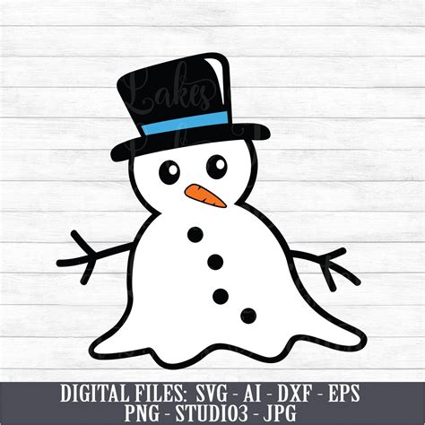 melting snowman instant digital download svg ai dxf eps etsy