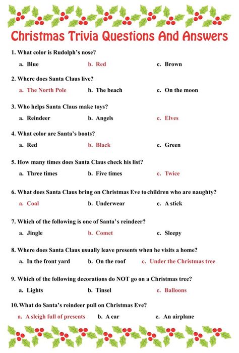 printable christmas trivia questions     printablee