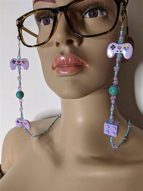 kawaii glasses chains controllers pastel lego lilac mint etsy
