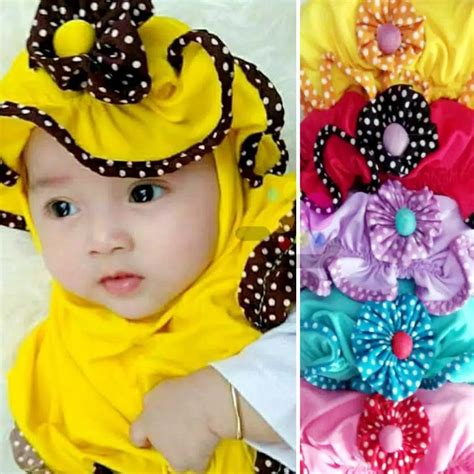 jilbab anak topi list polkahijab bayikerudung anakkerudung instan