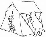 Printable Tente Carpa Acampamento Namiot Biwak Campamento Oso Ours Disegni Colorir Carpas Urso Atacando Regarde Dibujoscolorear Kolorowanki Dzieci Kamping Dla sketch template