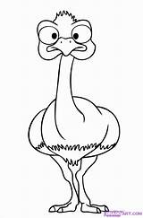 Draw Ostrich Cartoon Animals Easy Coloring Drawing Drawings Step Baby Emu Animal Simple Line Clipart Face Cute Ostriches Head Kids sketch template