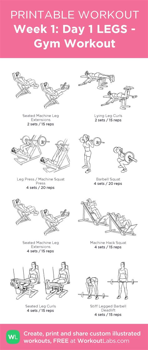 week  day  legs gym workout  visual workout