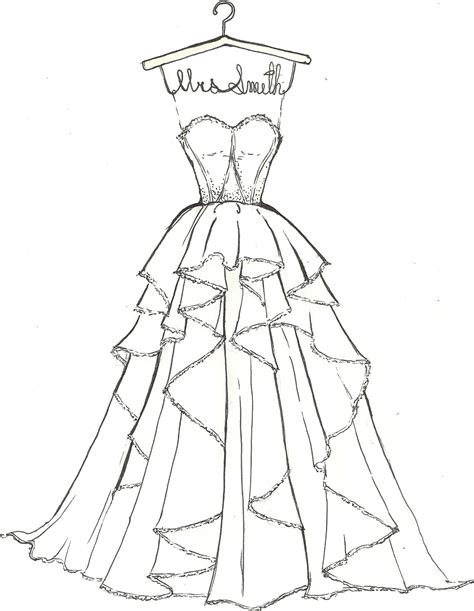 prom dress drawing coloring pages