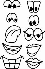 Face Crafts Printable Eyes Cut Mouth Monster Cartoon Kids Eye Nose Templates Make Paper Fun Drawing Drawings sketch template