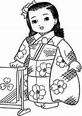 Meninas Pintar Japonesas Japonesa Bonecas Kimono Riscos Menininhas Nil Gueixa Japan1 sketch template