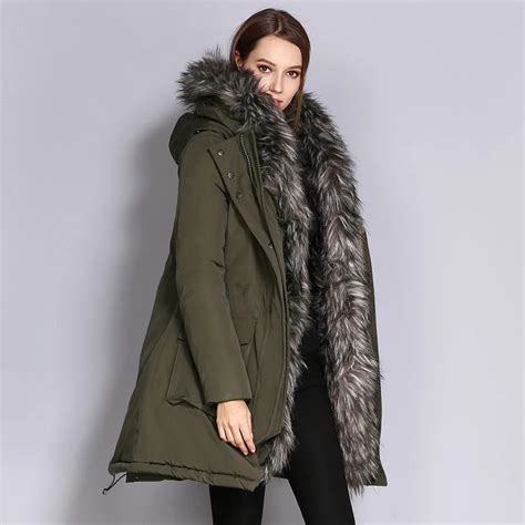 big fur collar hooded winter coat women  xl  size  cotton thicken outwear jacket