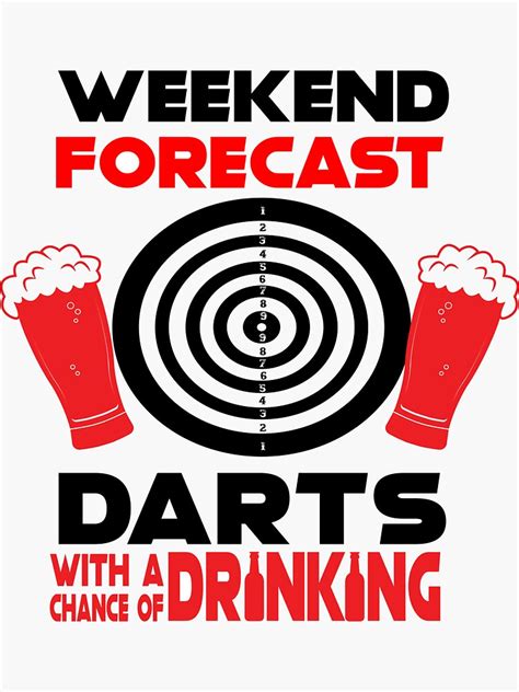 weekend forecast darts   chance  drinking funny dart darts memes sticker  sale