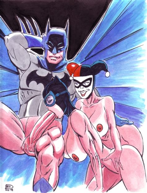 catwoman and harley quinn fuck batman gotham city group sex