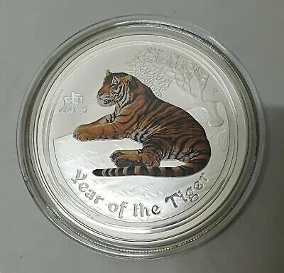 perth mint australia  dollar coloured tiger   oz  silver coin ebay