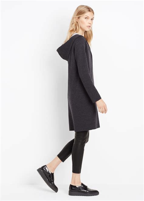 lyst vince double faced hooded sweater coat  black