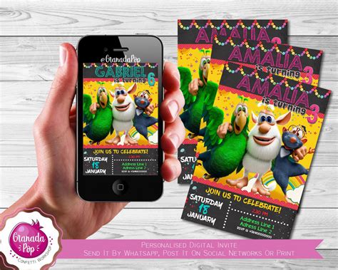 booba and friends personalised invitation digital file