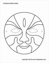 Mask Opera Chinese Printable Coloring Masks Firstpalette Templates Pages Color источник sketch template