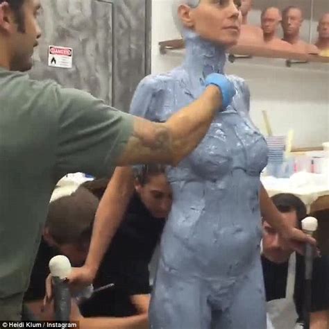 heidi klum gets covered in plaster as she prepares halloween costume daily mail online