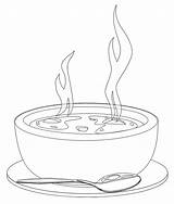 Soup Coloring Bowl Clipart Drawing Hot Pages Porridge Bowls Printable Clip Food Kids Colorear Cliparts Para Cute Line Library Da sketch template