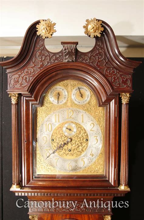 antique english grandfather clock mahogany musical movement baker  bath