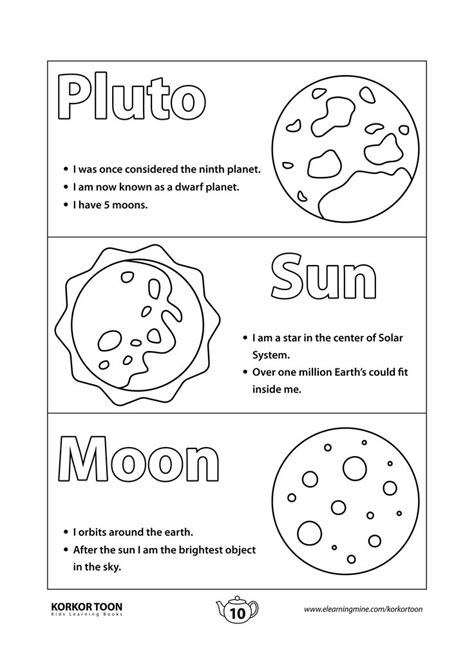 solar system coloring book  kids pluto sun  moon page