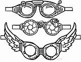Goggles Steampunk Drawing Goggle Clipart Coloring Steam Punk Stencil Getdrawings Google sketch template