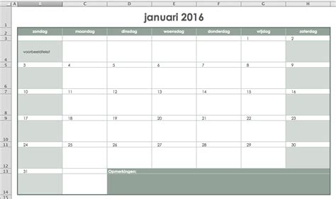 agenda kalender weekrooster en weekplanning maken  excel