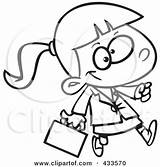 Coloring Business Clipart Briefcase Carrying Line Girl Illustration Royalty Toonaday Rf Girls Illustrations Clipartof sketch template