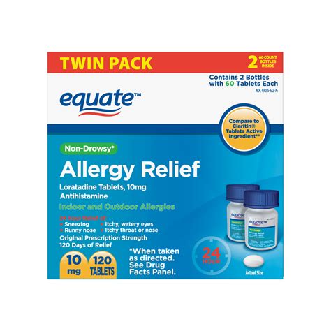 equate allergy relief loratadine tablets  mg antihistamine  count walmartcom
