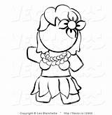 Hawaiian Coloring Girl Hula Clipart Little Vector Clip Outlined Pages Blanchette Leo Girls Clipground Print sketch template