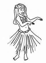 Coloring Hula Girl Pages Her Wave Hand Lovely Flower Hair sketch template
