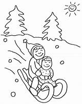 Schlittenfahren Malvorlage Ausmalbild Ausmalen Schnee Kostenlose Basteln Schule Kindern sketch template