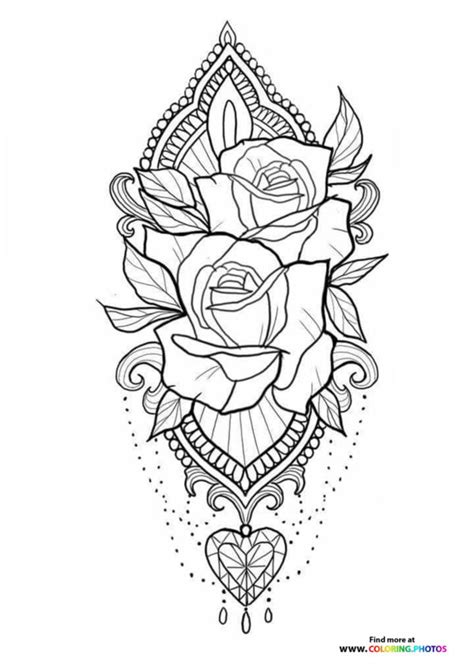 roses  hart coloring pages  kids
