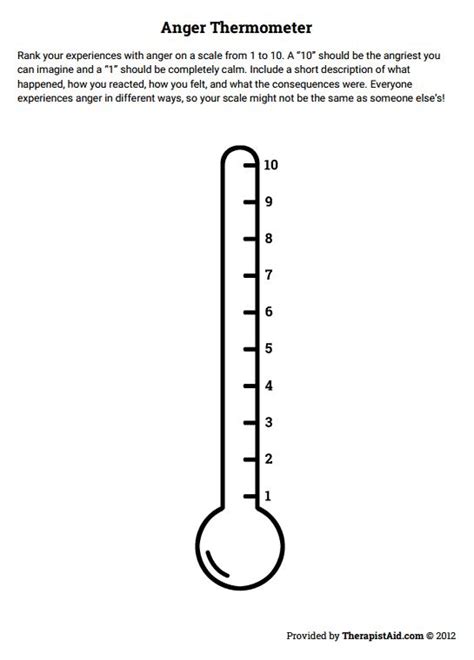 anger thermometer worksheet therapist aid emotional thermometer