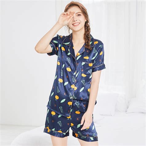 2018 new summer sexy women faux silk pajama sets fashion sleepwear