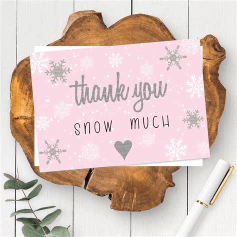 winter  derland   snow  card template pink etsy card