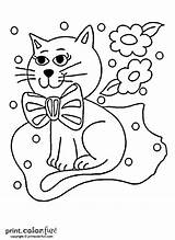 Kitten Bow Printable Print Coloring Ink Low Flowers Color Printcolorfun Cat sketch template
