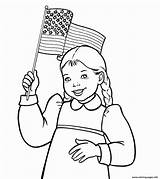 Flag Coloring American Pages Waving Girl Printable Drawing India Getdrawings sketch template