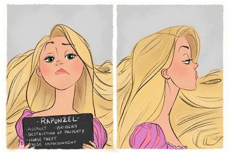 Rapunzel These Disney Princess Mugshot Drawings Are Pretty Dark