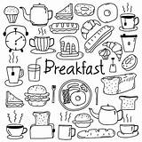 Breakfast Doodle Vector Clipart Line Set Drawn Hand Bakery Premium Coffee Color Il sketch template