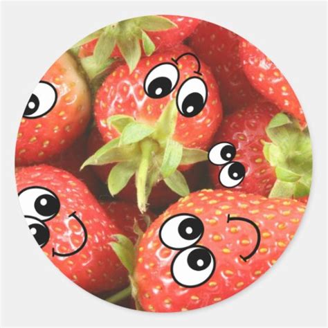 cute happy strawberries sticker zazzle