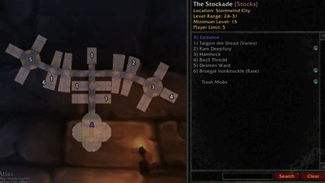 Classic Wow Stormwind Stockade Guide Boss Loot Map