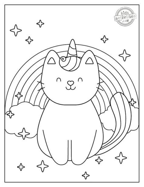 charming magic cute printable unicorn cat coloring pages kids