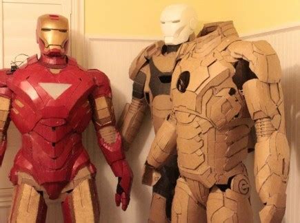geeky mommy building  iron man suit  cardboard