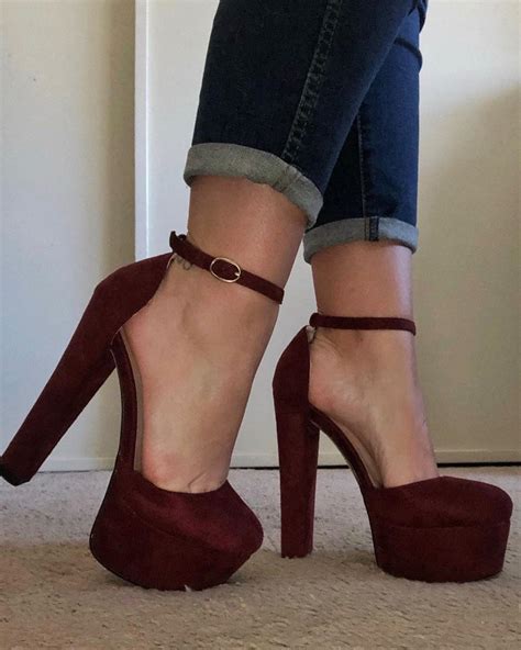 Platform Chunky High Heel Mary Jane Burgundy Pumps – Onlymaker