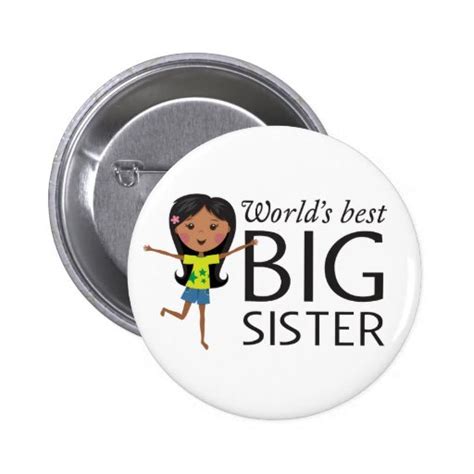 Best Big Sister With Happy Cartoon Pinback Button Zazzle
