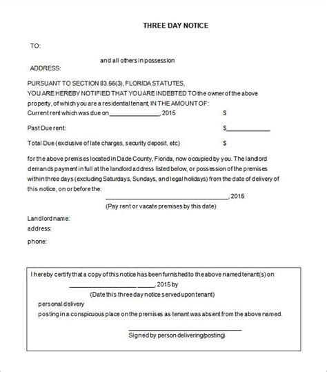 eviction notice template letter templates  eviction notice